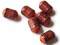 6 18mm Vintage Painted Peruvian Clay Beads - Orange and Purple Tube Beads
